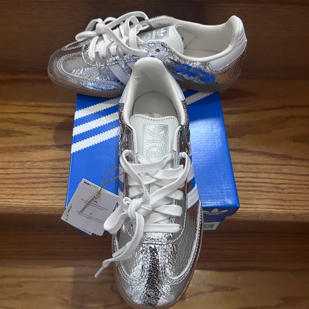 adidas Women’s Metallic Silver Samba Sneakers